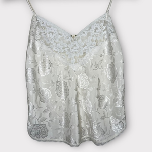 Vintage Floral Rose Lace Cami Tank‎ Top Cream w/ Measurements Impromptu Kasara